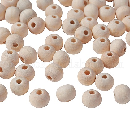 Natural Unfinished Wood Beads US-WOOD-S651-8mm-LF-1