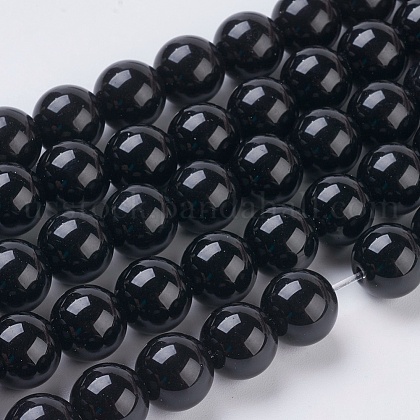 Synthetic Black Stone Beads Strands US-G-G621-10mm-14-1