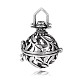 Tibetan Style Hollow Round Round with Leaf Brass Cage Pendants US-KK-J228-11AS-1