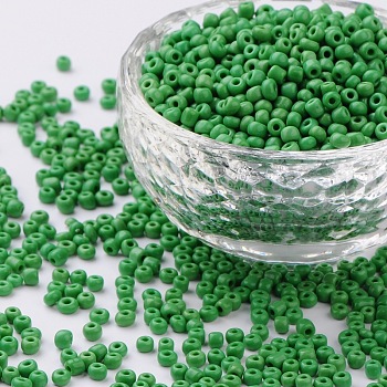Glass Seed Beads, Opaque Colours Seed, Small Craft Beads for DIY Jewelry Making, Round, Pale Green, 3mm, Hole:1mm, about 10000pcs/pound