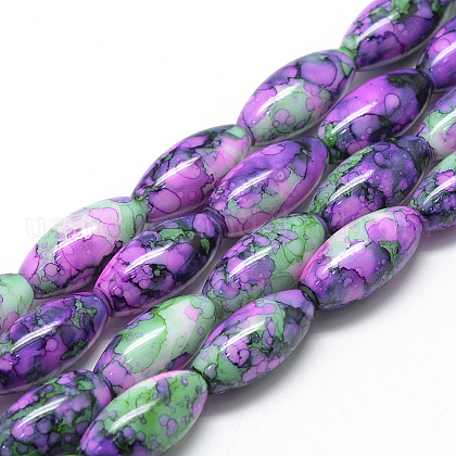 Baking Painted Glass Beads Strands US-DGLA-S115-22x10-S17-1