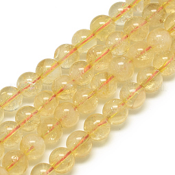 Natural Citrine Beads Strands US-G-S150-09-6mm