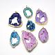 Plated Natural Druzy Agate Big Pendants US-G-R435-32-1