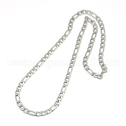 Fashionable 304 Stainless Steel Figaro Chain Necklaces for Men US-STAS-A028-N017P
