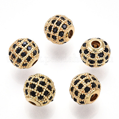 Rack Plating Brass Cubic Zirconia Beads US-ZIRC-S001-8mm-B02-1