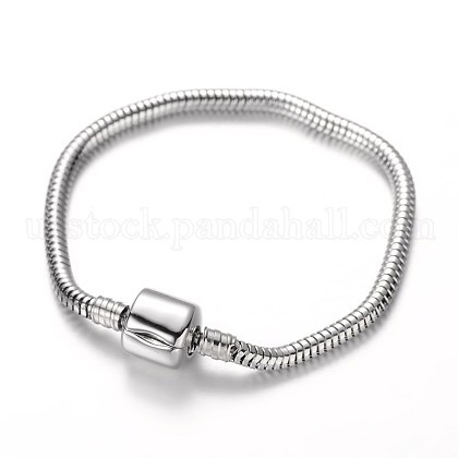 304 Stainless Steel European Style Round Snake Chains Bracelet Making US-STAS-I047-01B-1