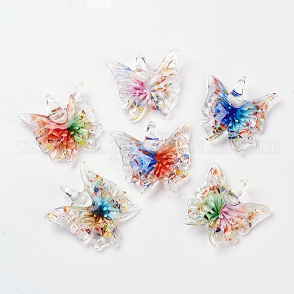 Handmade Lampwork Glass Butterfly Pendants US-LAMP-R106-M1-B-1