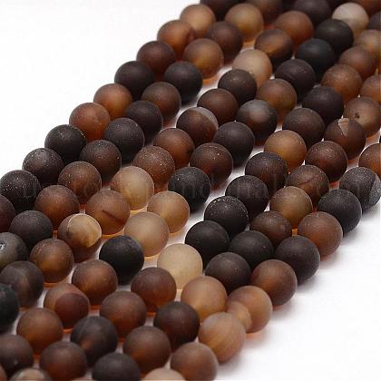 Frosted Natural Agate Beads Strands US-G-F369-8mm-1