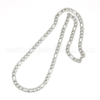 Fashionable 304 Stainless Steel Figaro Chain Necklaces for Men US-STAS-A028-N017P-1
