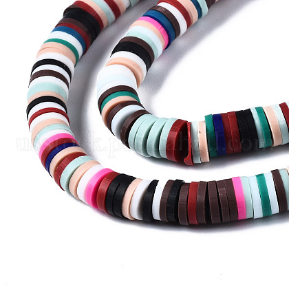 Flat Round Handmade Polymer Clay Bead Spacers&nbsp;US-CLAY-R067-4.0mm-M2-3