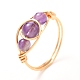 Copper Wire Wrapped Mixed Natural Gemstone Braided Bead Rings for Women US-RJEW-JR00387-2