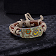 Adjustable Casual Unisex Flower and Peace Sign Leather Bracelets US-BJEW-BB15619-2