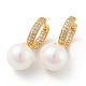 Round Acrylic Pearl Beaded Hoop Earrings with Clear Cubic Zirconia US-EJEW-G297-28G-1