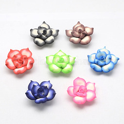 Handmade Polymer Clay 3D Flower Lotus Beads US-CLAY-Q203-25mm-M