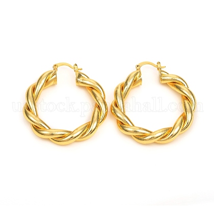 Brass Hoop Earrings US-EJEW-F250-04-G-1