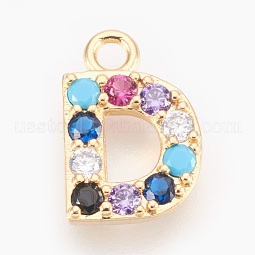 Brass Micro Pave Cubic Zirconia Charms US-ZIRC-F089-01G-D