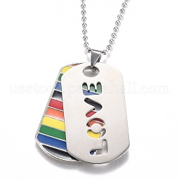 Rainbow Alloy Pride Double Pendant Necklaces