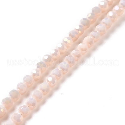 Faceted(32 Facets) Round Full Rainbow Plated Imitation Jade Electroplate Glass Beads Strands US-EGLA-J130-FR09-1