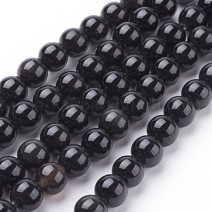 Natural Obsidian Beads Strands US-X-G-G099-8mm-24-1