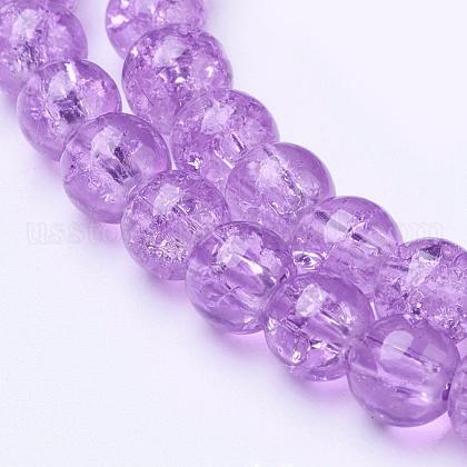 Spray Painted Crackle Glass Beads Strands US-CCG-Q001-6mm-12-1
