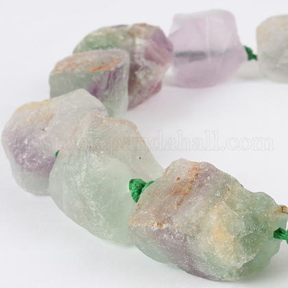 Natural Gemstone Fluorite Rough Nuggets Bead Strands US-G-E219-08-1