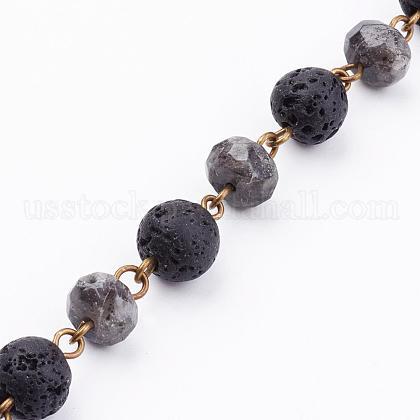 Handmade Round Natural Labradorite Beads Chains for Necklaces Bracelets Making US-AJEW-JB00345-01-1
