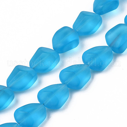 Transparent Frosted Glass Beads Strands US-FGLA-S001-02-1