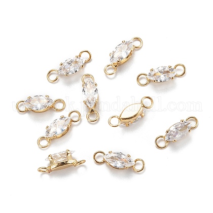 Brass Clear Cubic Zirconia Links Connectors US-ZIRC-G170-17G-1