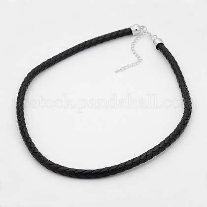 Braided Leather Cord Necklaces US-NJEW-J023-18-1