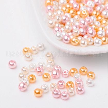 Barely Pink Mix Pearlized Glass Pearl Beads US-HY-X006-4mm-01-1