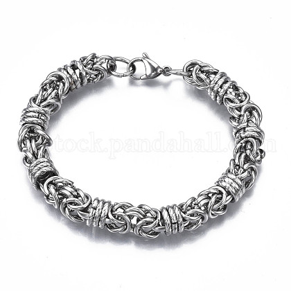 201 Stainless Steel Byzantine Chain Bracelet for Men Women US-BJEW-S057-93-1