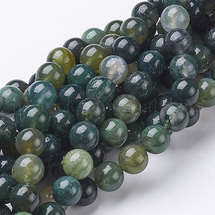 Natural Moss Agate Beads Strands US-GSR001-1