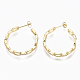 Semicircular Brass Micro Pave Clear Cubic Zirconia Cable Chain Stud Earrings US-EJEW-N015-01-2