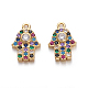 Brass Micro Pave Cubic Zirconia Charms US-ZIRC-E158-01G-2