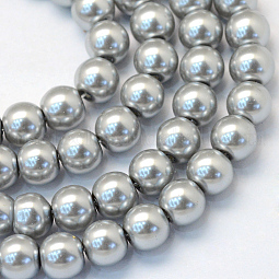 Baking Painted Pearlized Glass Pearl Round Bead Strands US-HY-Q003-4mm-34