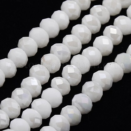 Electroplate Opaque Solid Color Crystal Glass Rondelle Beads Strands US-EGLA-F045A-10AB-1