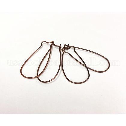 Red Copper Brass Hoop Earrings Findings Kidney Ear Wires Making Findings US-X-EC221-R-1