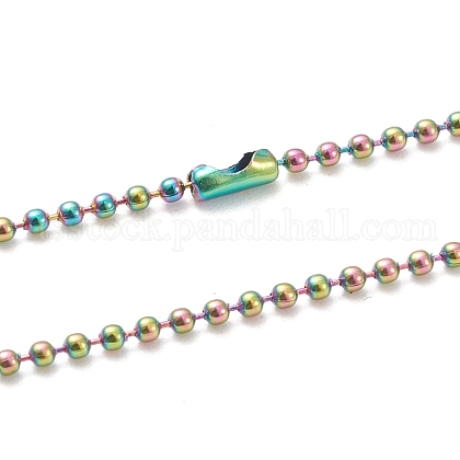 Ion Plating(IP) 304 Stainless Steel Ball Chain Necklaces US-NJEW-L149-B01-M-1