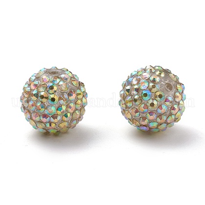 Chunky Resin Rhinestone Bubblegum Ball Beads US-RESI-A001-1-1