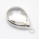 Silver Color Plated Brass Glass Teardrop Pendants US-GLAA-J017A-S-4