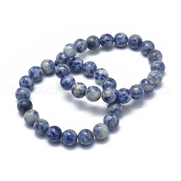 Natural Blue Spot Jasper Bead Stretch Bracelets US-BJEW-K212-A-039