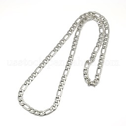 Fashionable 304 Stainless Steel Figaro Chain Necklaces for Men US-STAS-A028-N016P