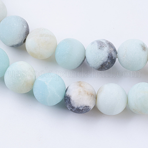 Frosted Natural Amazonite Round Bead Strands US-G-E334-6mm-09