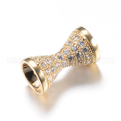 Brass Micro Pave Cubic Zirconia Beads US-KK-T001-12LG-1