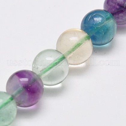 Natural Fluorite Beads Strands US-G-E112-6mm-18-1