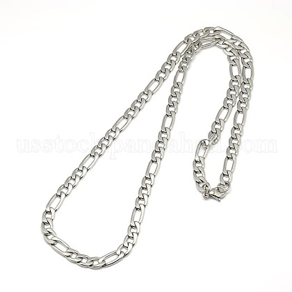Fashionable 304 Stainless Steel Figaro Chain Necklaces for Men US-STAS-A028-N016P-1