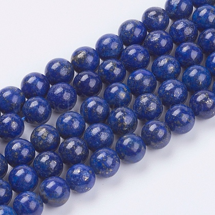 Natural Lapis Lazuli(Filled Color Glue) Beads Strands US-G-K269-02-8mm-1