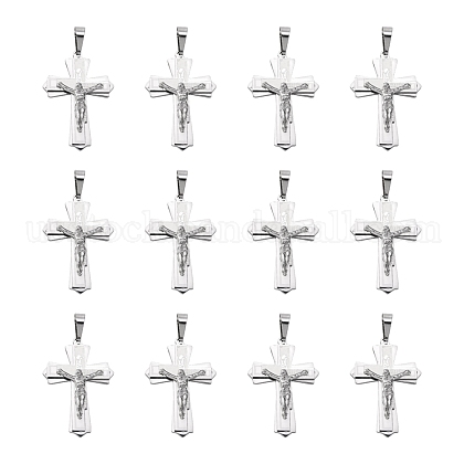 304 Stainless Steel Crucifix Cross Big Pendants for Easter US-STAS-V0493-79C-1