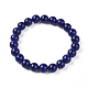Natural Lapis Lazuli Round Bead Stretch Bracelets US-BJEW-L593-A08-1