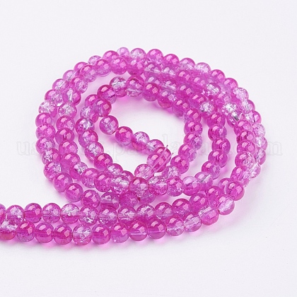 Spray Painted Crackle Glass Beads Strands&nbsp;US-CCG-Q002-6mm-09-2